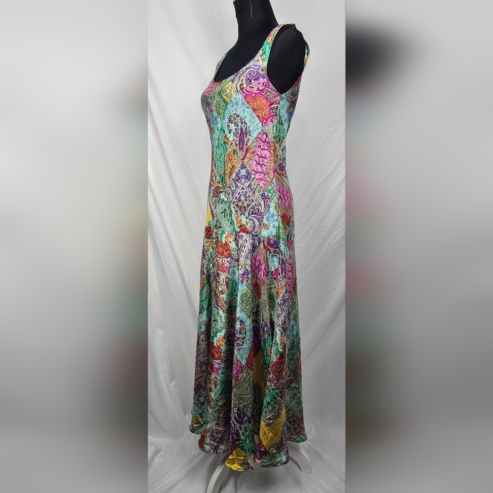 Sundance Patchwork Silk Bohemian Festive Women's Sleeveless Maxi Dress sz S - Picture 5 of 6